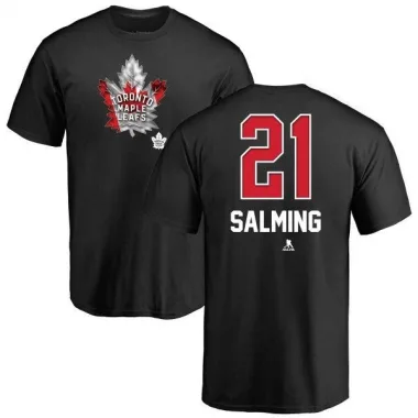 Black Men's Borje Salming Toronto Maple Leafs Name and Number Banner Wave T-Shirt -