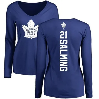 Royal Women's Borje Salming Toronto Maple Leafs Backer V-Neck Long-Sleeve T-Shirt -